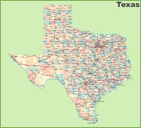 Texas Map with Cities .